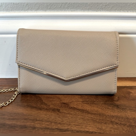 Taupe Pink Clutch Envelope Purse with Chain Strap Option - Picture 3 of 5